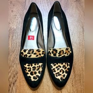 Alfani Step N Flex Zanta2 Suede Size 8.5 Calf Hair/Leopard Print Loafers